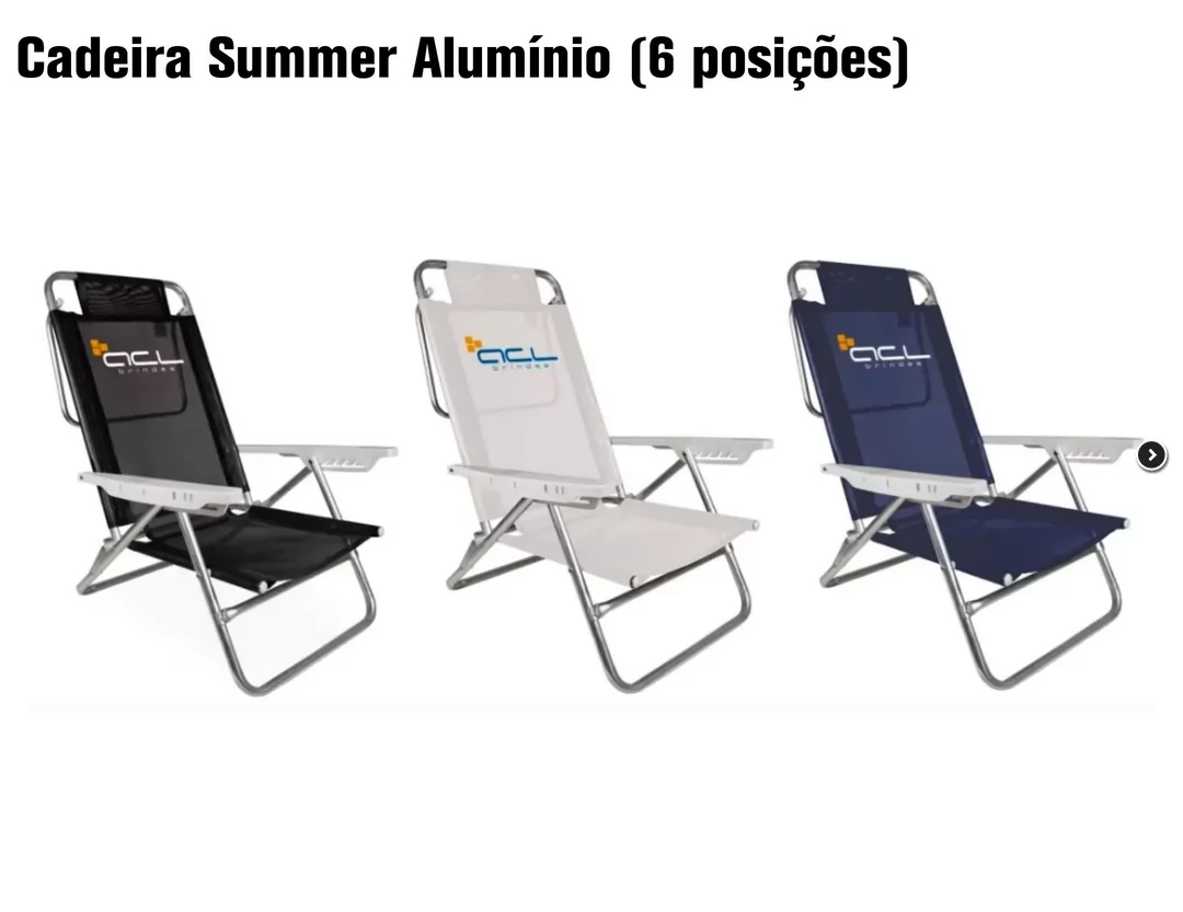 Cadeira de Praia Personalizada Reclinável Aço e Alumínio Para Empresas